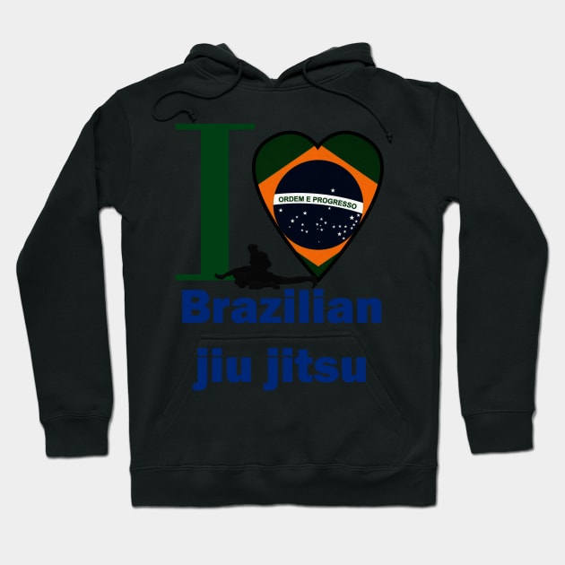 I love Brazilian Jiu Jitsu with Brazil flag heart shape Hoodie by OnuM2018